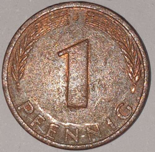 1972 J - 1 PFENNIG - ONE PFENNIG - GERMANY - FEDERAL REPUBLIC - (Copper Plated Steel)